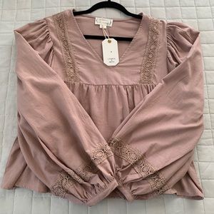 Long sleeve top shirt, mauve color, new with tags, size L.